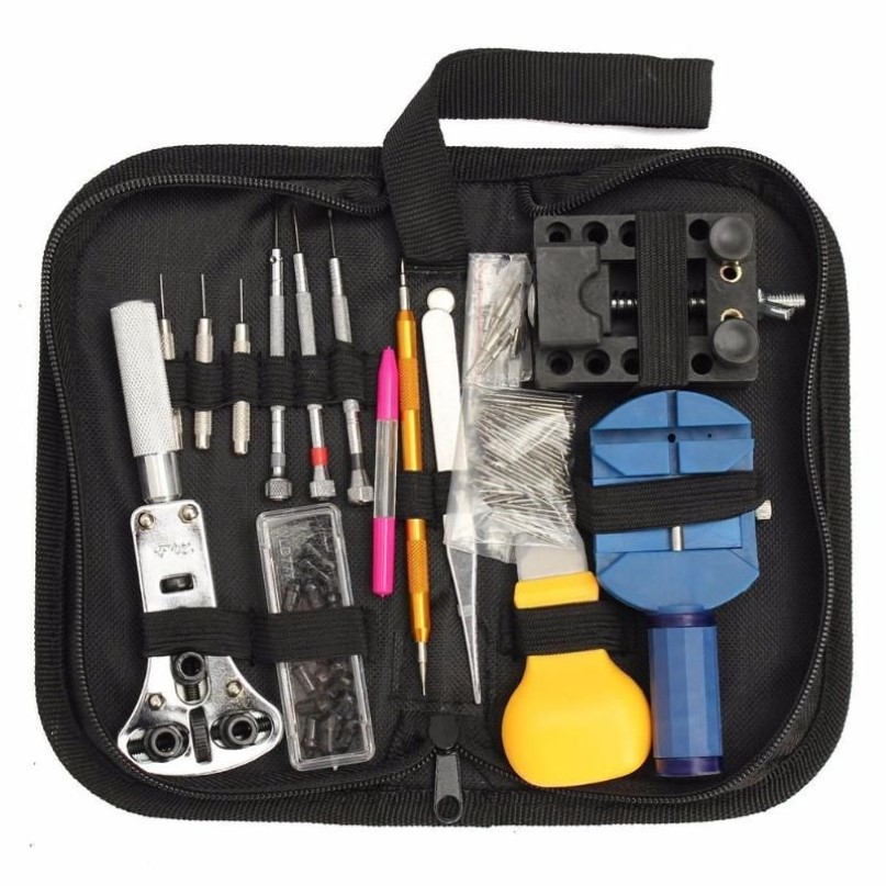 144 pièces ensemble d'outils de réparation de montre professionnelle pour ouvre-boîtier de montre ensemble d'outils dissolvant barre à ressort Horloge gereedschapset Repair Tools225j