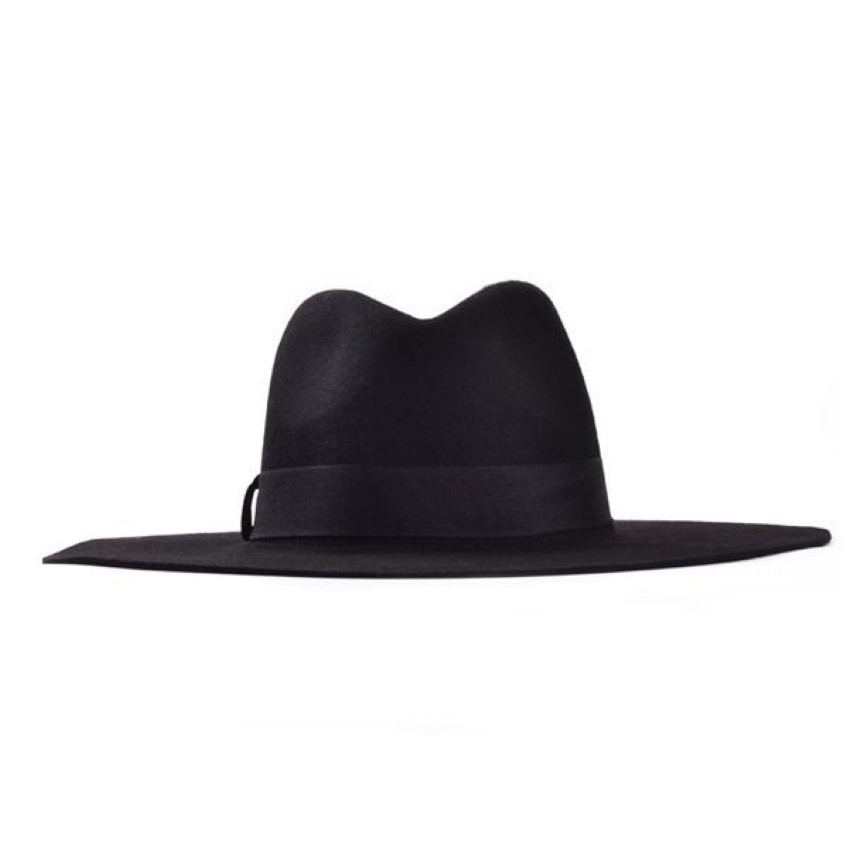 Whole-Fashion Vintage Lady Girls Girl Wool Feel Fedora Hat Black Floppy Cowboy Hat for Men and Women Shippin289h