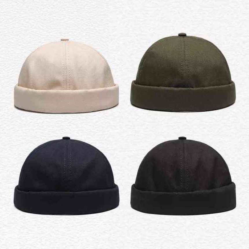 Unisex Docker Sailor Biker Cap Men Erkekler Ayarlanabilir Sınırsız Kafatası Döngü Beanie Hat Solid Erkekler Şapka Yaz Gorro Kadın Şapkaları Y244W