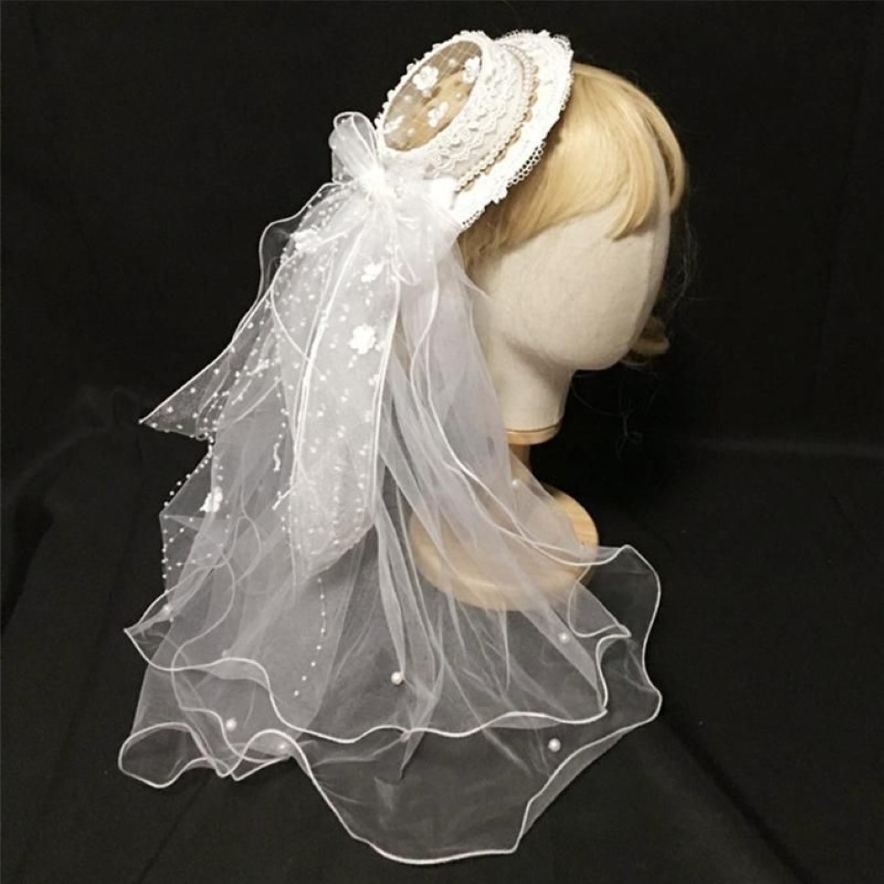 Women Tea Party Cap Transparent Yarn Decorations Hat Bride Head Accessories Stingy Brim Hats242W