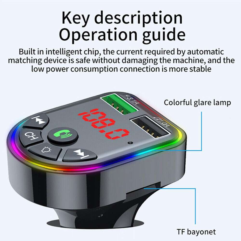 New Bluetooth FM Transmitter With Hands-Free Calling Fast Player Charging Car And Truck Dropshipping Audio USB Radio Handsf W0o1