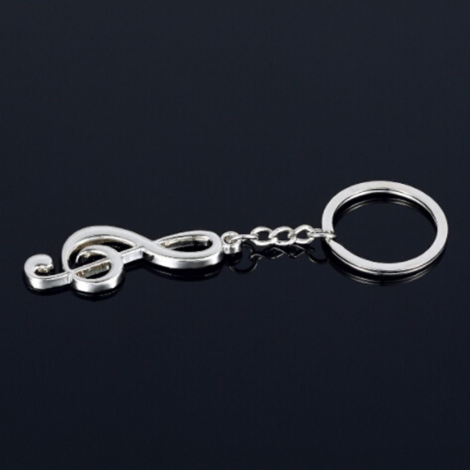 New key chain key ring silver plated musical note keychain for car metal music symbol chains242T
