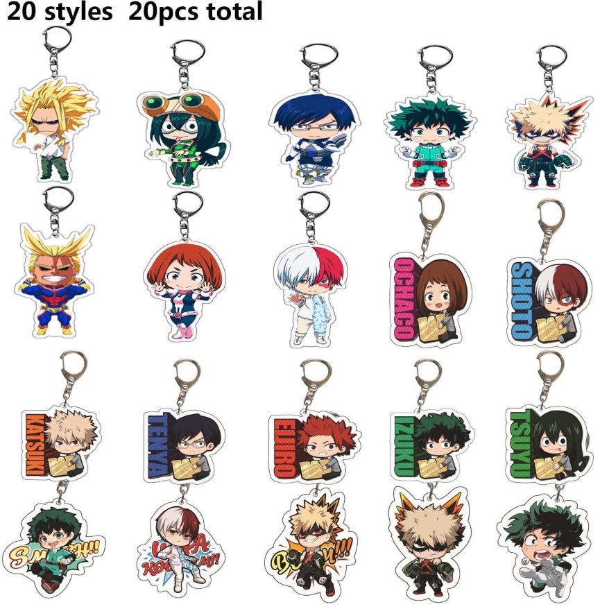 20 pz / lotto My Hero Academia Portachiavi Acrilico Anime Izuku Bakugou Katsuki Todoroki Così Figura Ciondolo Portachiavi Gioielli Intero H02768