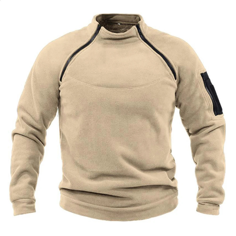 Hommes tactiques sweats à capuche polaire vestes en plein air coupe-vent chaud côté fermetures à glissière pull manteau thermique randonnée militaire pull haut 240301