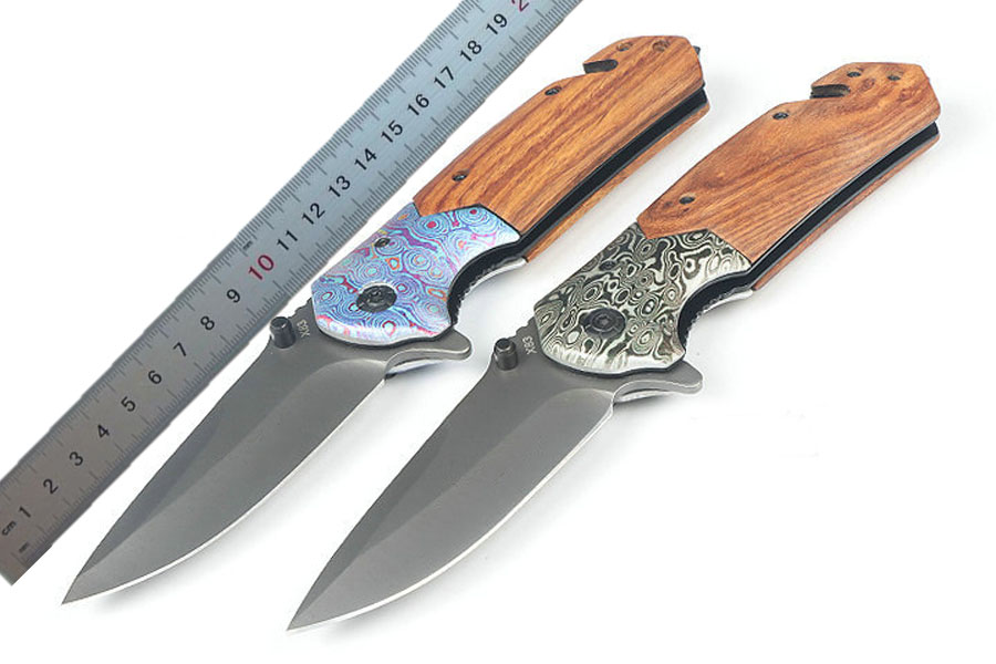 Neues BR X83 Assisted Flipper Klappmesser, 440C Titanbeschichtung, Drop-Point-Klinge aus Holz mit 3D-Stahlkopfgriff, EDC-Taschenmesser mit Einzelhandelsverpackung