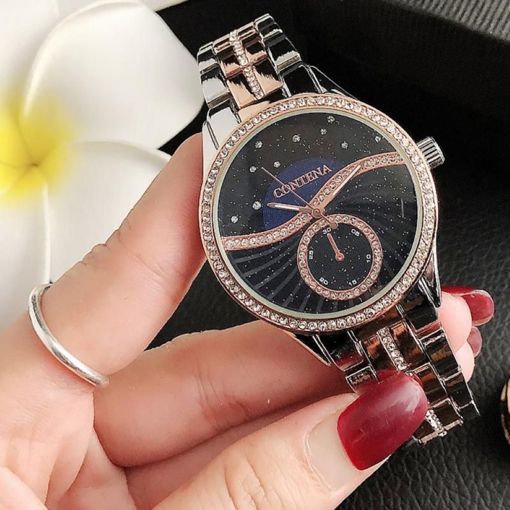 CONTENA New Women Casual Stainless Steel Ladies Watch Quartz Wrist Watch Starry Sky Female Clock relogio feminino220R