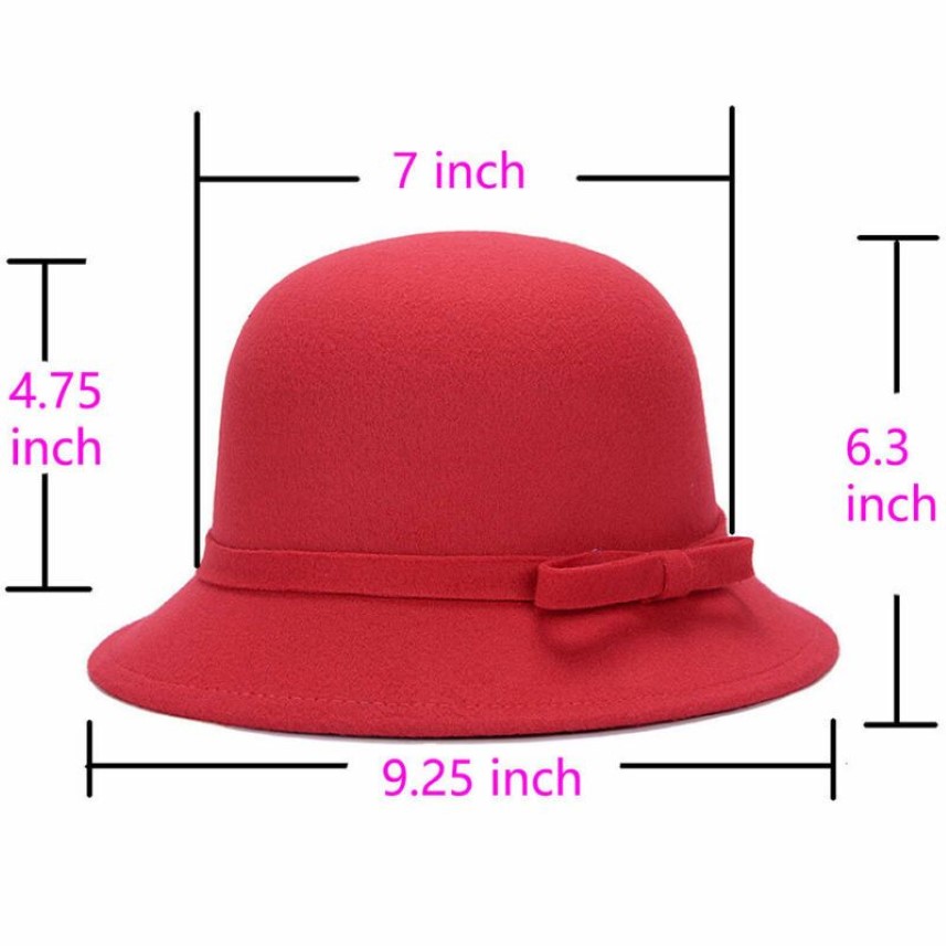 Stingy Brim Chapéus Mulheres Senhoras Inverno Vintage Elegante Fedoras Lã Bow-Nó Chapéu De Feltro Cloche Bucket Caps2787