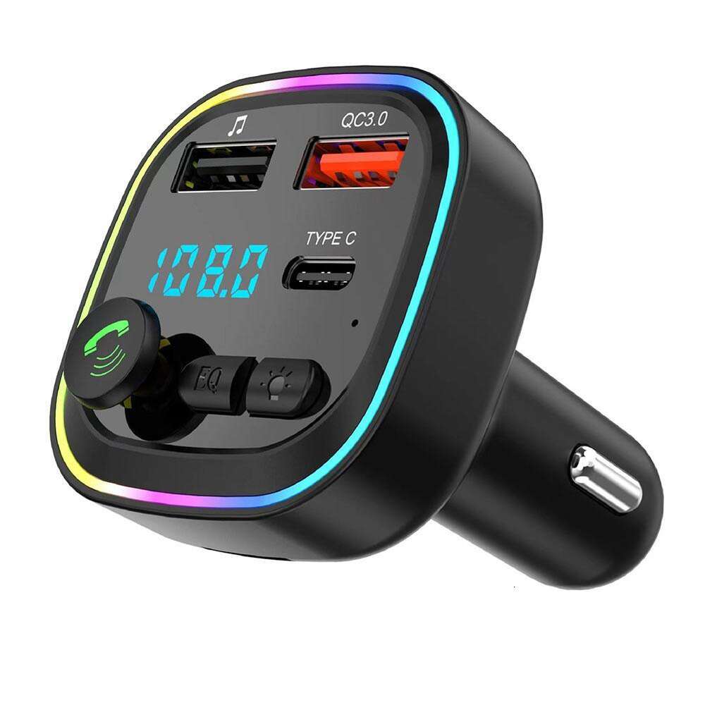 Ny MP3 -modulator Playercar Bluetooth 5.0 FM Handsfree USB Calling With Ambient Light Sändar Charger Fast Dual Q3T3