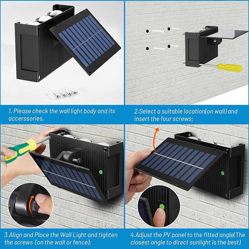 Luzes de parede solares ao ar livre para cima e para baixo lâmpada rgb arandela deco luz para parede exterior garagem quintal pátio