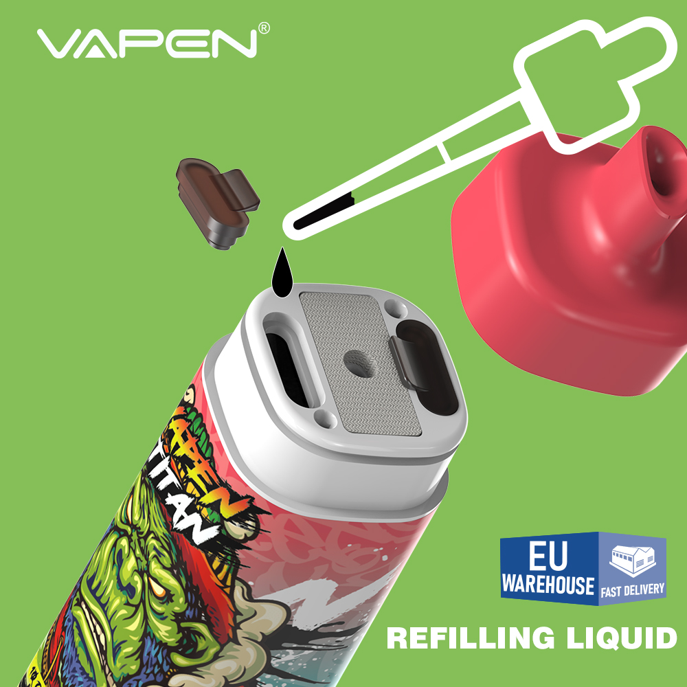 Eu armazém vapes VAPEN TITAN 10000 puff 10k 12k Vape descartável recarregável e cigarros Razz Bar puff 10000 12k 9k puff recarregável 20ml vape desechable