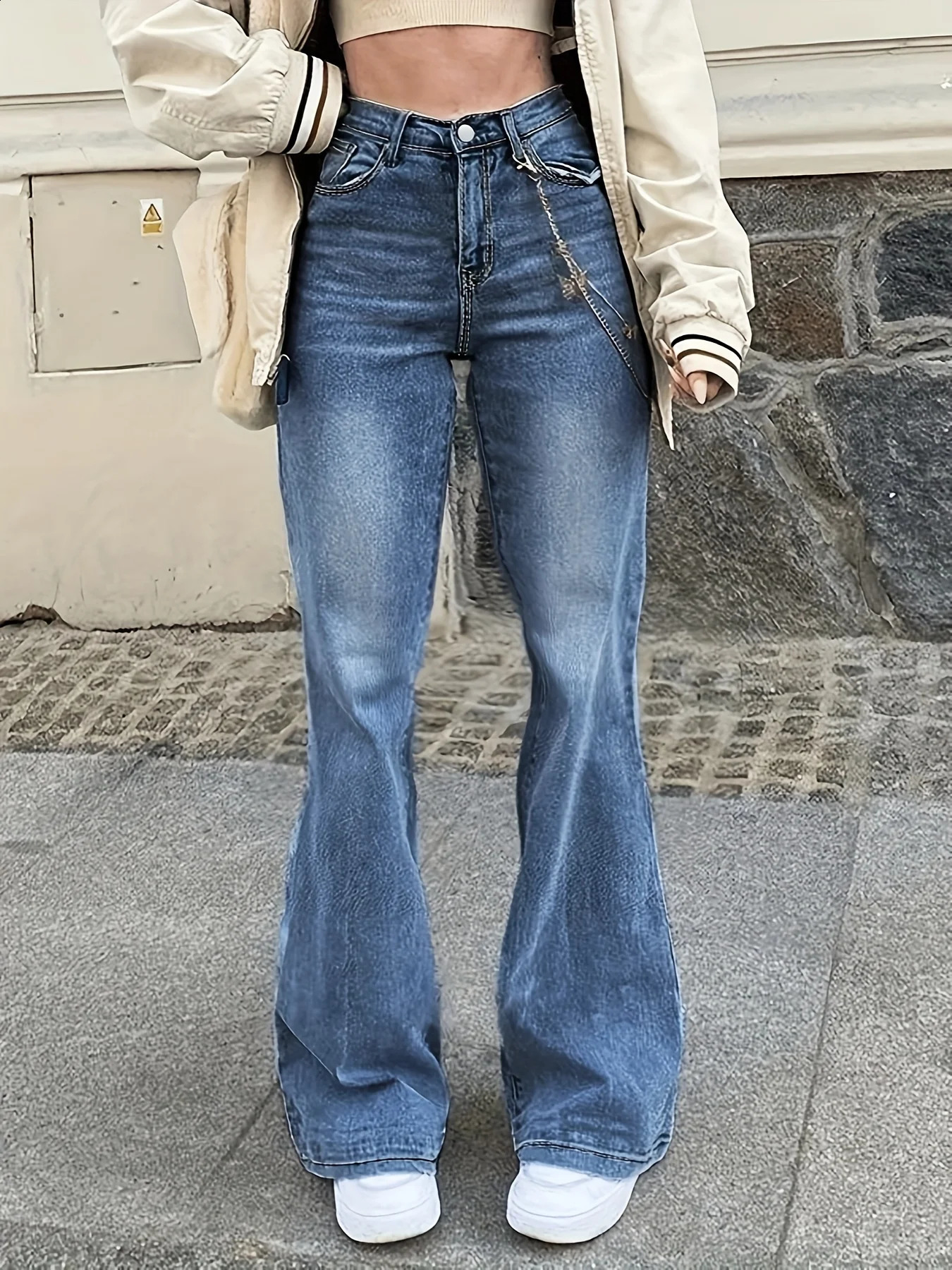Damskie niebieskie highstretch chude dżinsy z dopasowanymi stylowymi i wygodnymi dżinsowymi spodniami z 240305