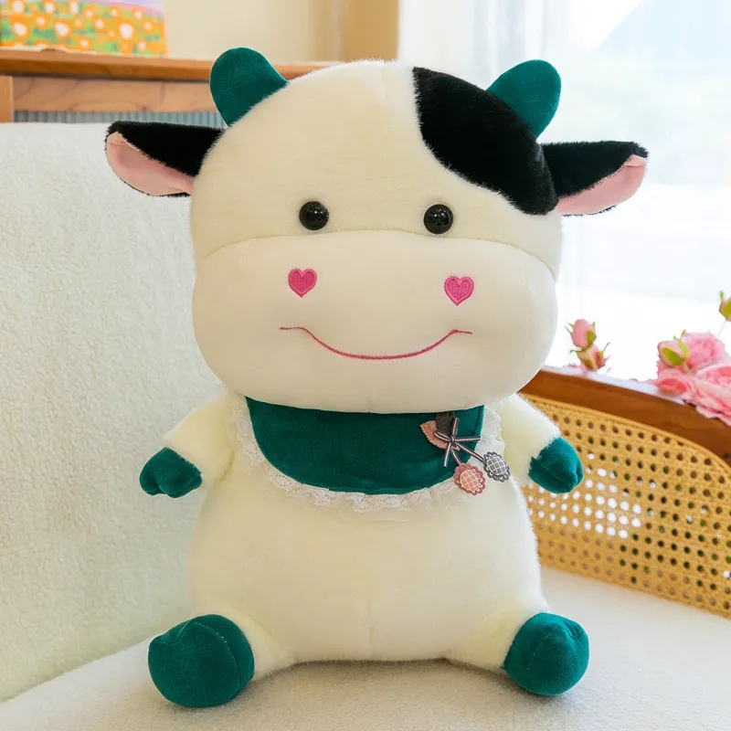 2024 Scarf Cow Stuffed Toy Cow Doll Cute Soft Cute Calf Cloth Doll Children Doll Gift Wholesale