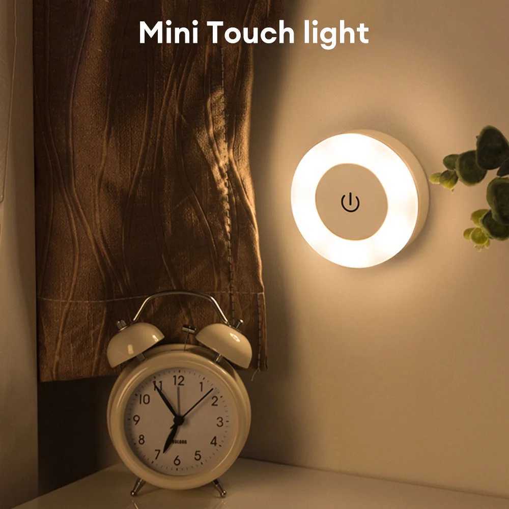 Lâmpada de parede led sensor toque luzes da noite usb recarregável base luzes parede redonda portátil escurecimento noite lâmpada para decoração do quarto