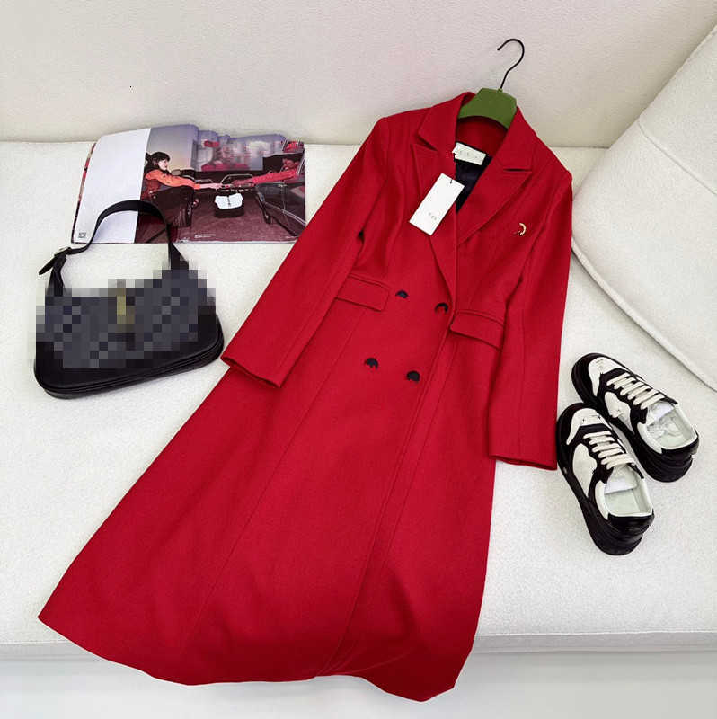 Mieszanka wełny damskiej marka Early Spring New GUC High-end i atmosferyczna czerwono, biały, temperament odchudzający, elegancki styl, podwójny płaszcz dla kobiet 0TZ8