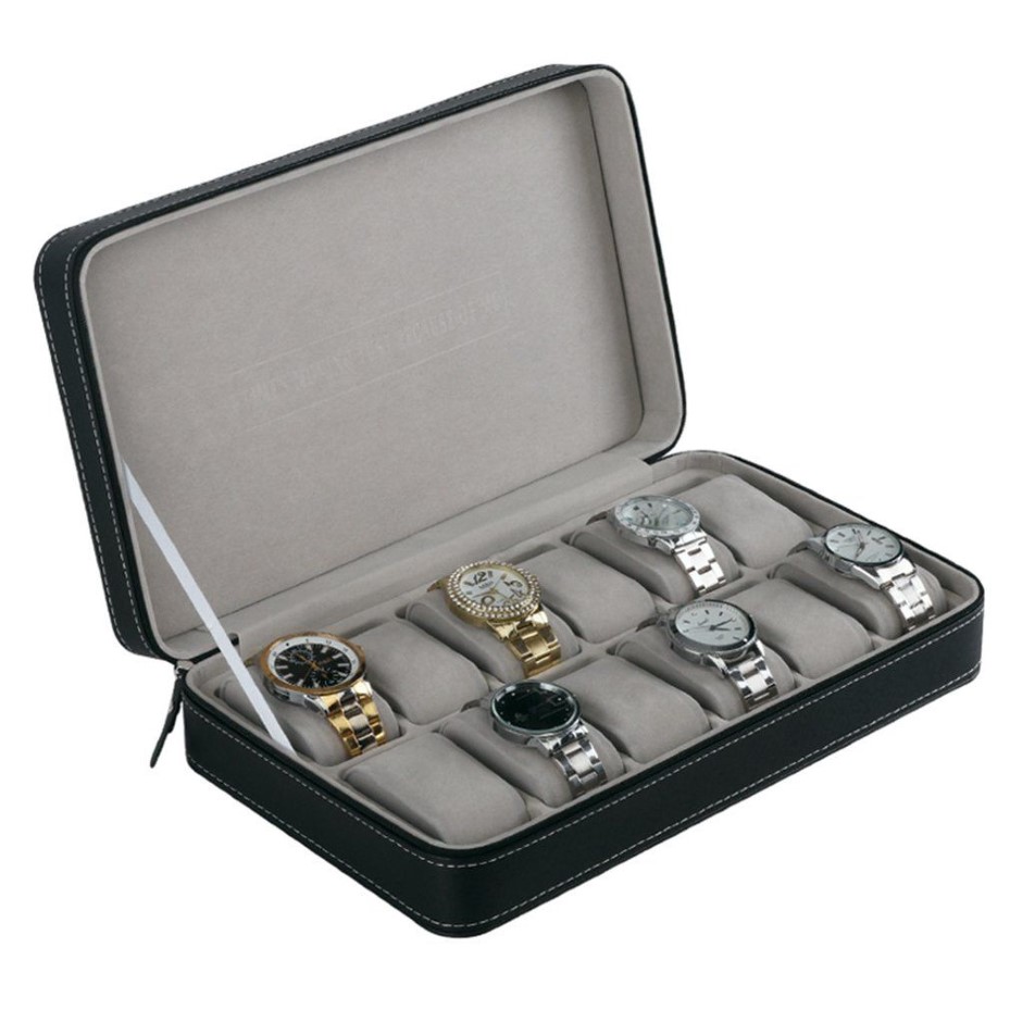 Protable 12 Slots Watch Box Storage case With Zipper Multi-functional Bracelet watches Display Casket watches holder casket1260L