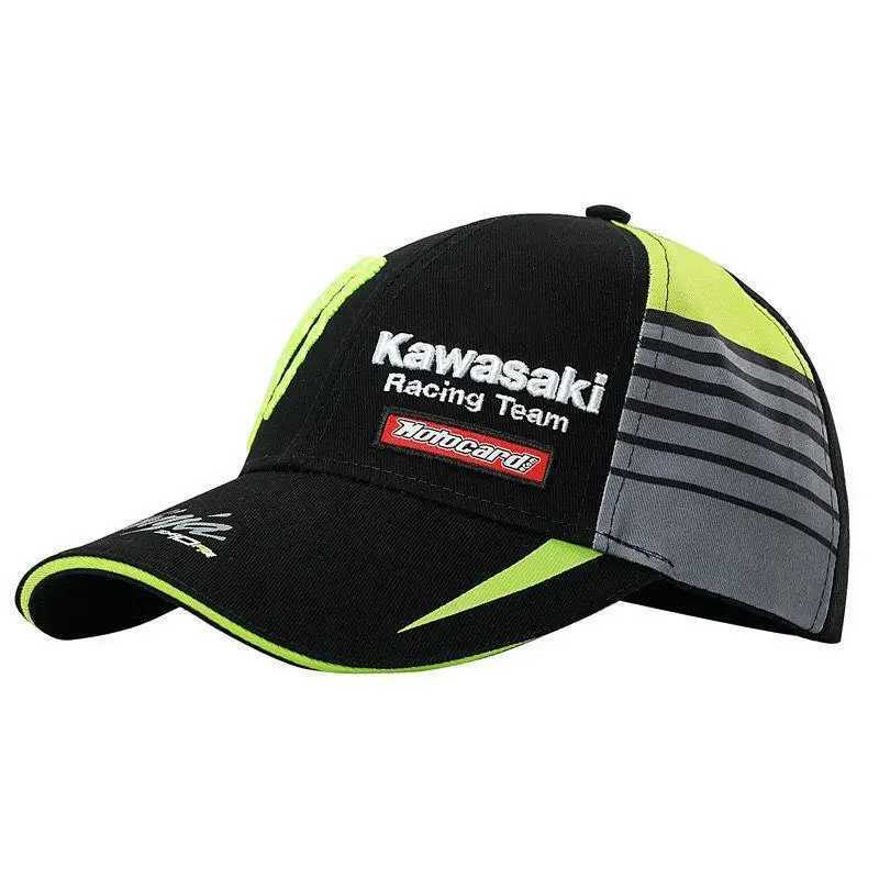 Bollmössor Kawasaki Motorcykel Baseballhatt Kawasaki Justerbar hatt Cotton Dad Hat Mens Outdoor Sports Hat Fashion Sun Hat J240305