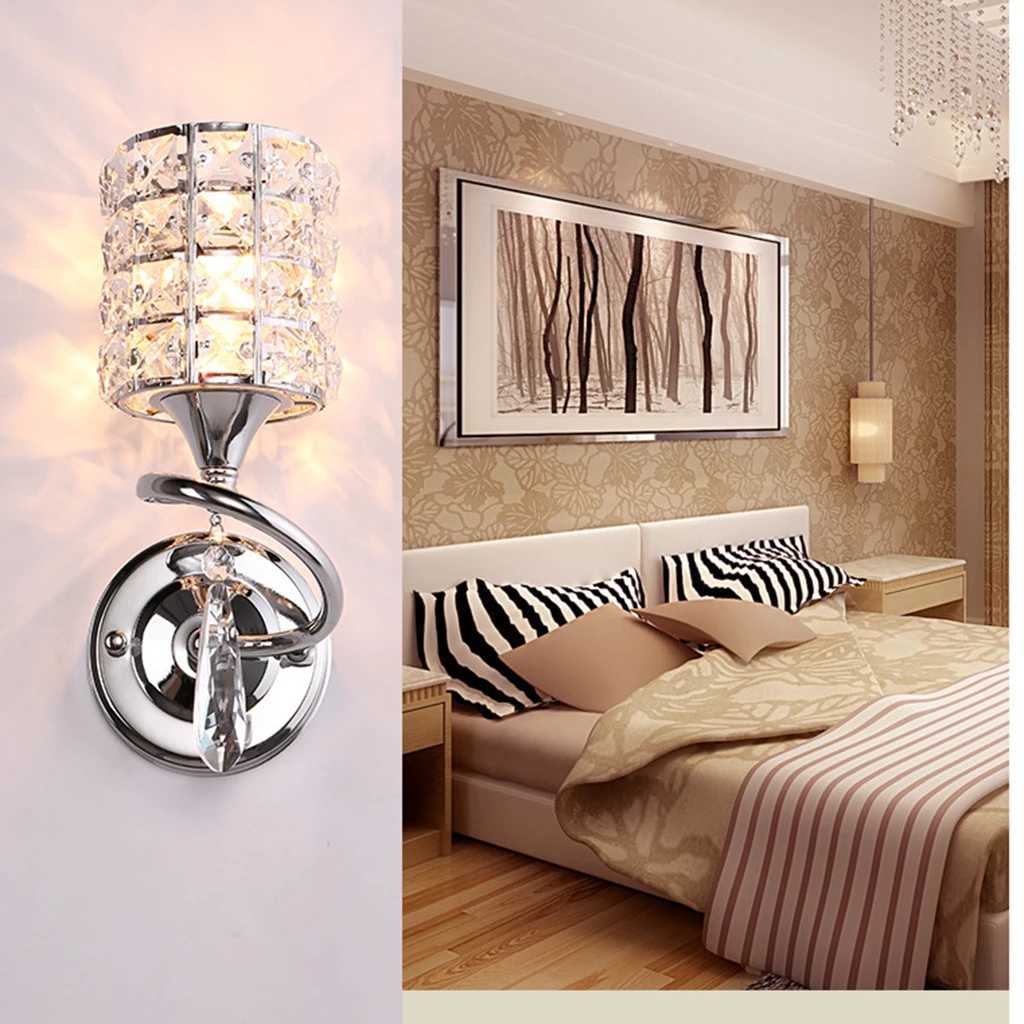 Lampa ścienna nowoczesna minimalistyczna kryształowa lampa ścienna europejska pojedyncza sztuka e27 Ściana światła kinkietowe do nosy wystrój domu