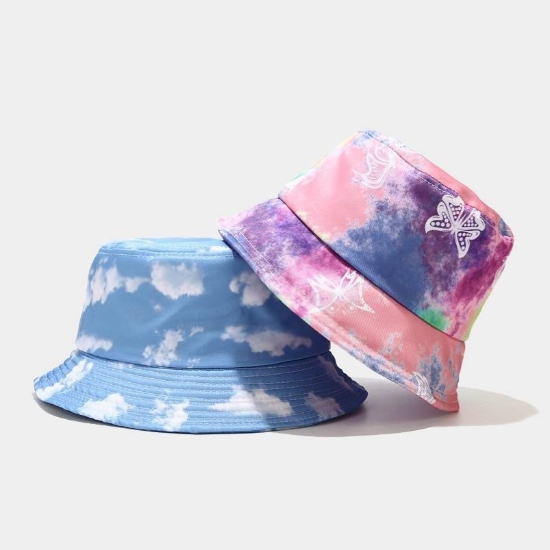 2020 Tie Dye Schmetterling Feuer Cloud Print Fischer Hut Fischer Hut für Männer und Frauen Freizeit Eimer Gorros Mujer273L