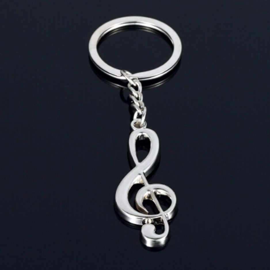 New key chain key ring silver plated musical note keychain for car metal music symbol chains2702