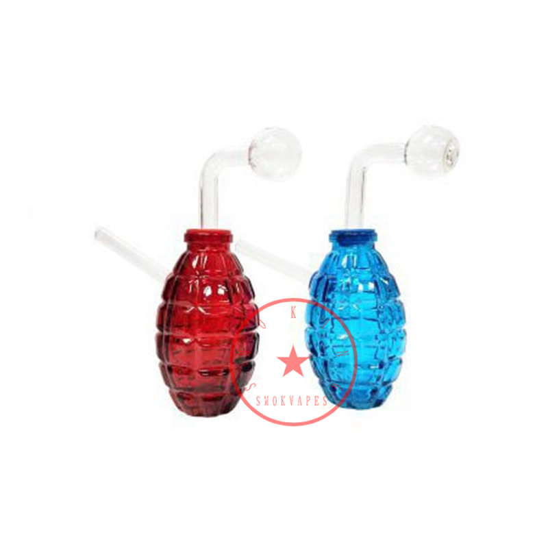 Newest Colorful Glass Hookah Shisha Smoking Waterpipe Banger Bubbler Pipe Portable Innovative Grenade Shape Oil Rigs Burner Cigarette Bong Holder