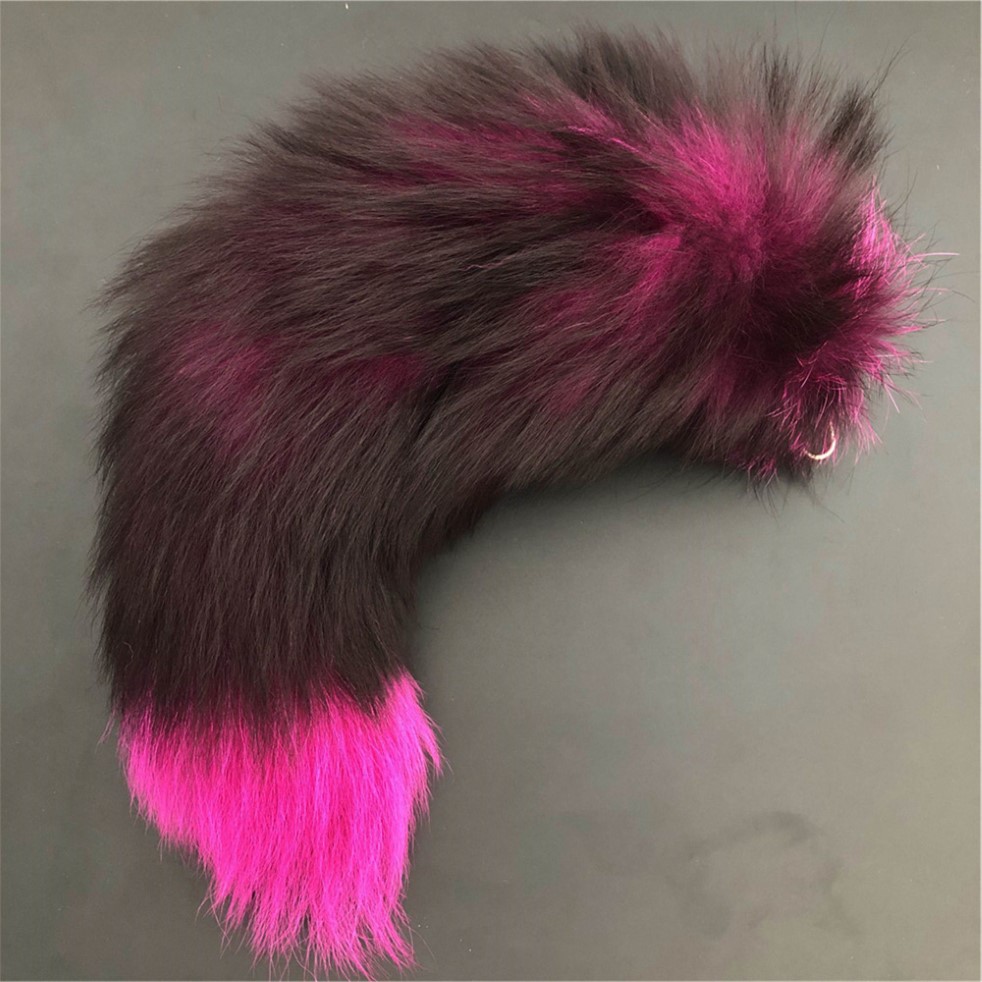 Rose Red-Real Genuine Red Fox Fur Tail Keychians Plush Pom Poms Cosplay Toy Keyrings Car KeyChain Bag Charm Tassels256e