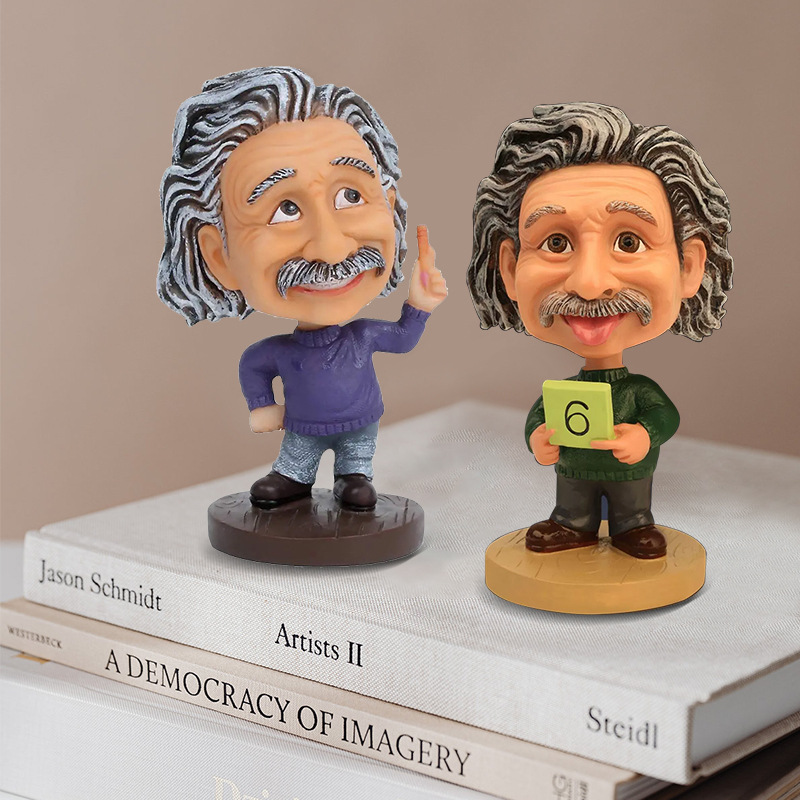 Yaratıcı Bobblehead Bebek Araba Dekorasyon Süsleri Reçine Einstein Karakter Bebekler El Sanatları Ev Süsleri