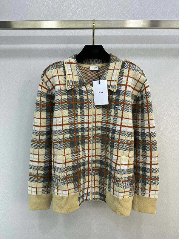 Tricots pour femmes Tees Marque de créateurs Début du printemps Nouveau Nanyou Ce Exquis et durable Col doux Plaid Couleur contrastée Poche zippée Veste tricotée polyvalente U6C1