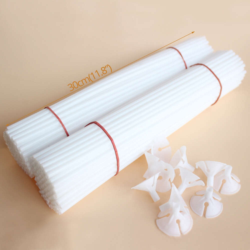 New 20/40/60/100/Pcs Plastic White Sticks Balloon Holders And Cups For Birthday Wedding Event Party Decorations
