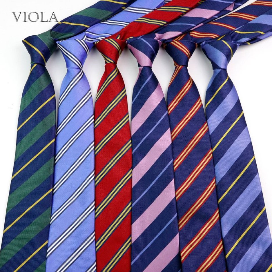 29 kolorów pasiaste krawat 7 cm poliester młodzi mężczyźni czerwony zielony zielony granatowy kombinezon zwyczajowy codzienny kravat jakość akcesorium 2201V