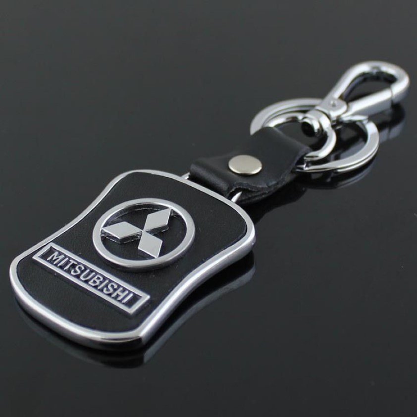5 stks veel Top Fashion Auto Logo sleutelhanger Voor Mitsubishi Metalen Lederen Sleutelhanger Sleutelhanger ring Llaveros Chaveiro Auto embleem sleutel houder318L