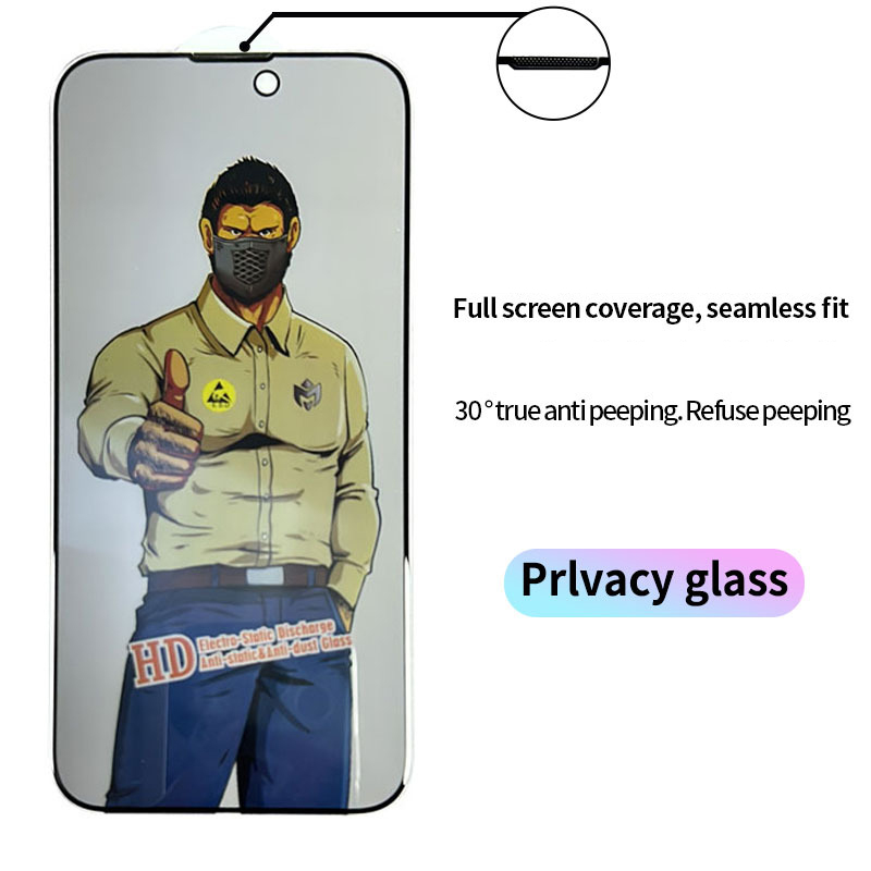 Privacy Protezione dello schermo in vetro temperato iPhone 15 12 13 11 14 Pro Max X XR XS Max Anti-spia con filtro antipolvere Pellicola protettiva a copertura totale