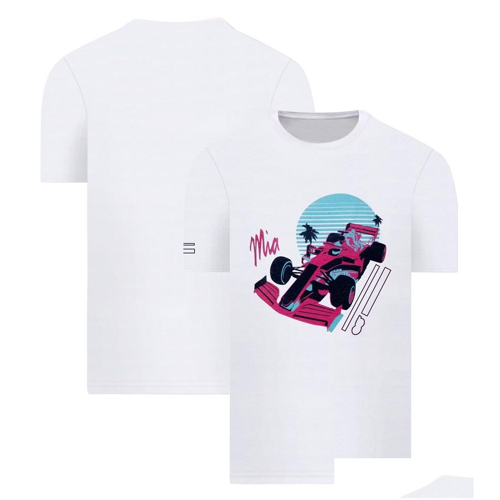 Camiseta impresa de Racing F1 Racing 2023 Forma 1 Equipo Mens White Summer Fashion Sports Mujeres Mujeres de cuello O-cuello Dro OT6WT