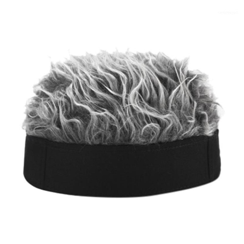 Män kvinnor hip hop beanie hatt med spikat falskt hår roligt retro kort melon peruk skalle hyresvärd mössa justerbar streetwear snapback1291z