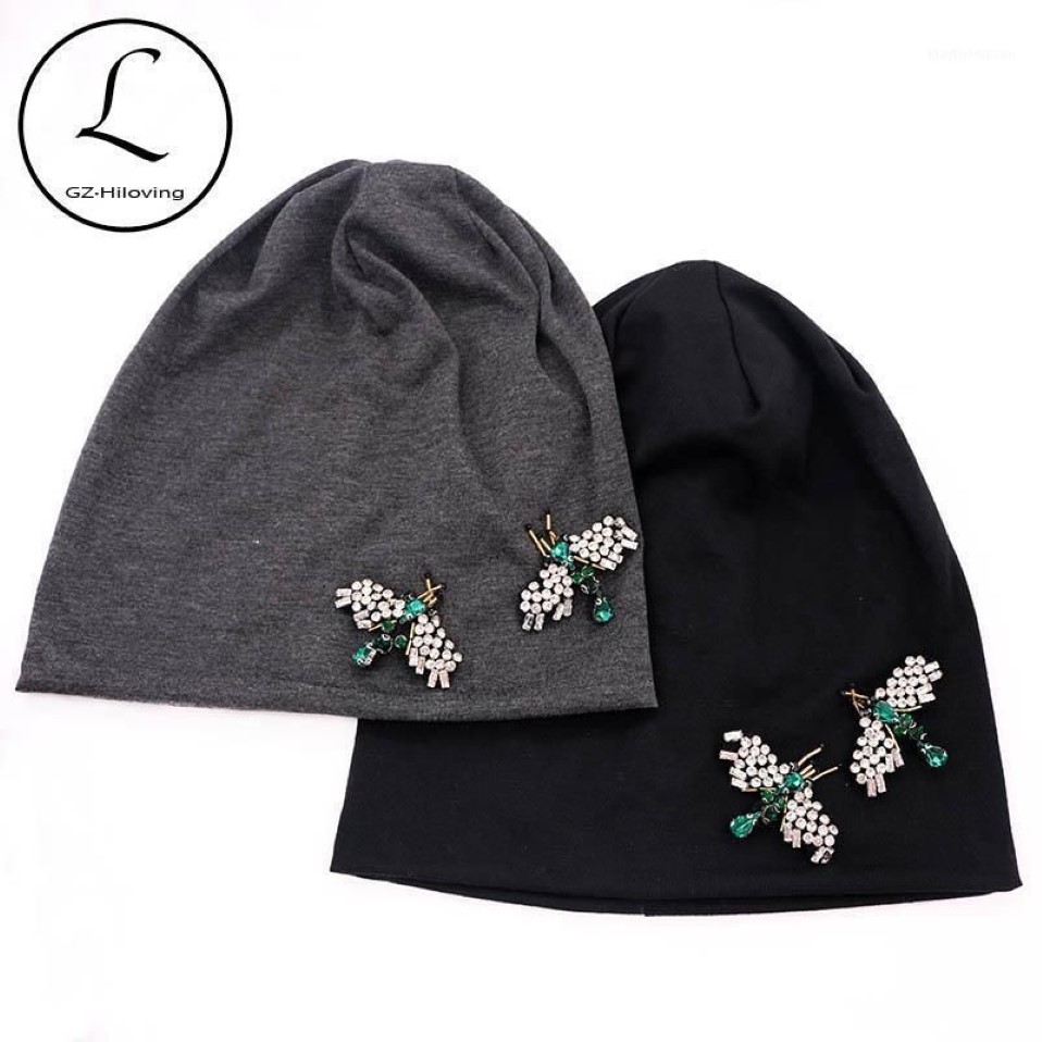 GZhilovingL 2020 New Spring Women Bug Appliques Slouch Beanies Hats Thin Soft Cotton Skullies Hat And Caps Ladies Winter hats1325s