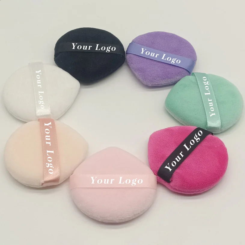 Custom Short Fluff Soft Dry Puff Powder Loose Powder Makeup Beauty Tool Drop Shape Private Label 240301