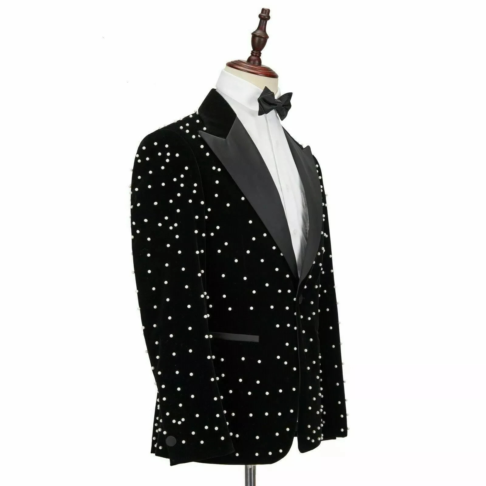Shirts 2022 Crystal Beading Black Veet Men Suits Costume Homme Groom Tuxedos Wedding Terno Masculino Slim Fit Party Blazer