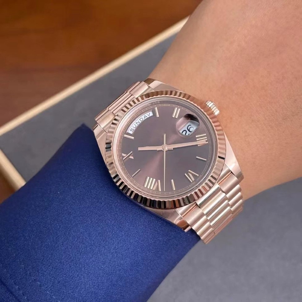Men's watch mechanical automatic CAL 2823 brown Roman numeral 228235 40MM sapphire crystal waterproof 50M watch strap adjusta175k