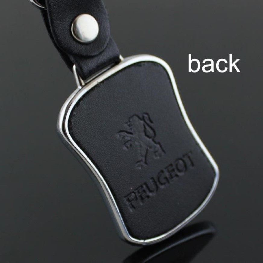 Top Fashion Car keychain For Peugeot Metal Leather Keyring Key Chain ring Llaveros Chaveiro Car Emblem key holder269S