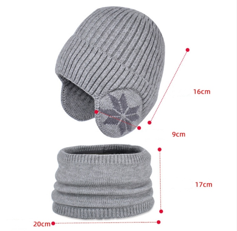 Ensemble écharpe et chapeau d'hiver pour garçons et enfants, bonnet tricoté en peluche avec housses de Protection des oreilles chaudes