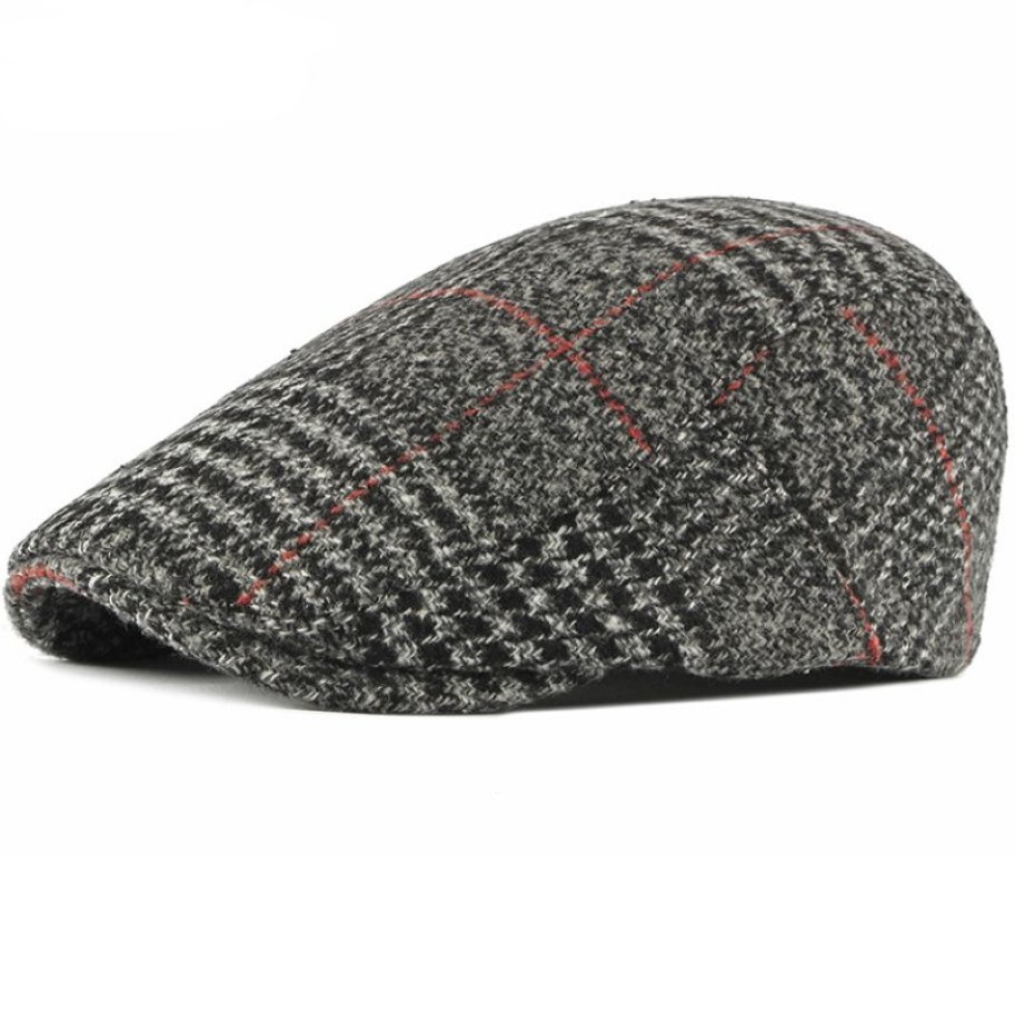 HT2701 Béret casquette automne hiver laine chapeau Vintage Plaid hommes femmes bérets réglable rétro Ivy gavroche casquette plate artiste peintre chapeau 202564