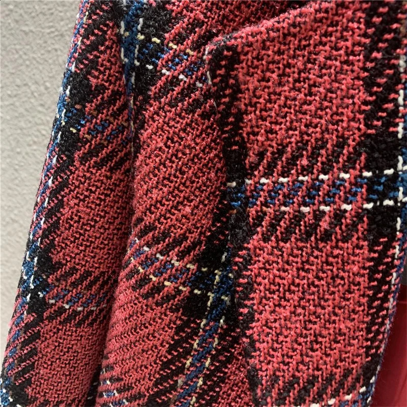 Giacca di lana scozzese Donna Blazer ultracorto a vita alta Cappotto Primavera Autunno Moda Lady Suit Piccolo capispalla Casual Top 240228