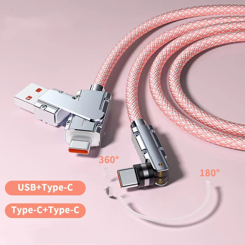 120W Fast Charging USB Type C to USB C Cable 540 Degree Rotate Quick Fast Charge Cord Cable For Samsung S24 S23 A15 Xiaomi 13 Poco 3 IN 1 Data Charge Cable