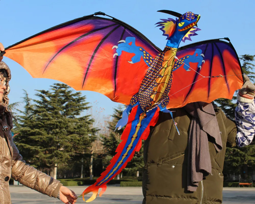 140x120cm 3D Dragon Kite Large Size Animal Kites Flying Outdoor Fun Toy For Adults Children With 100M Kite Line board 240223