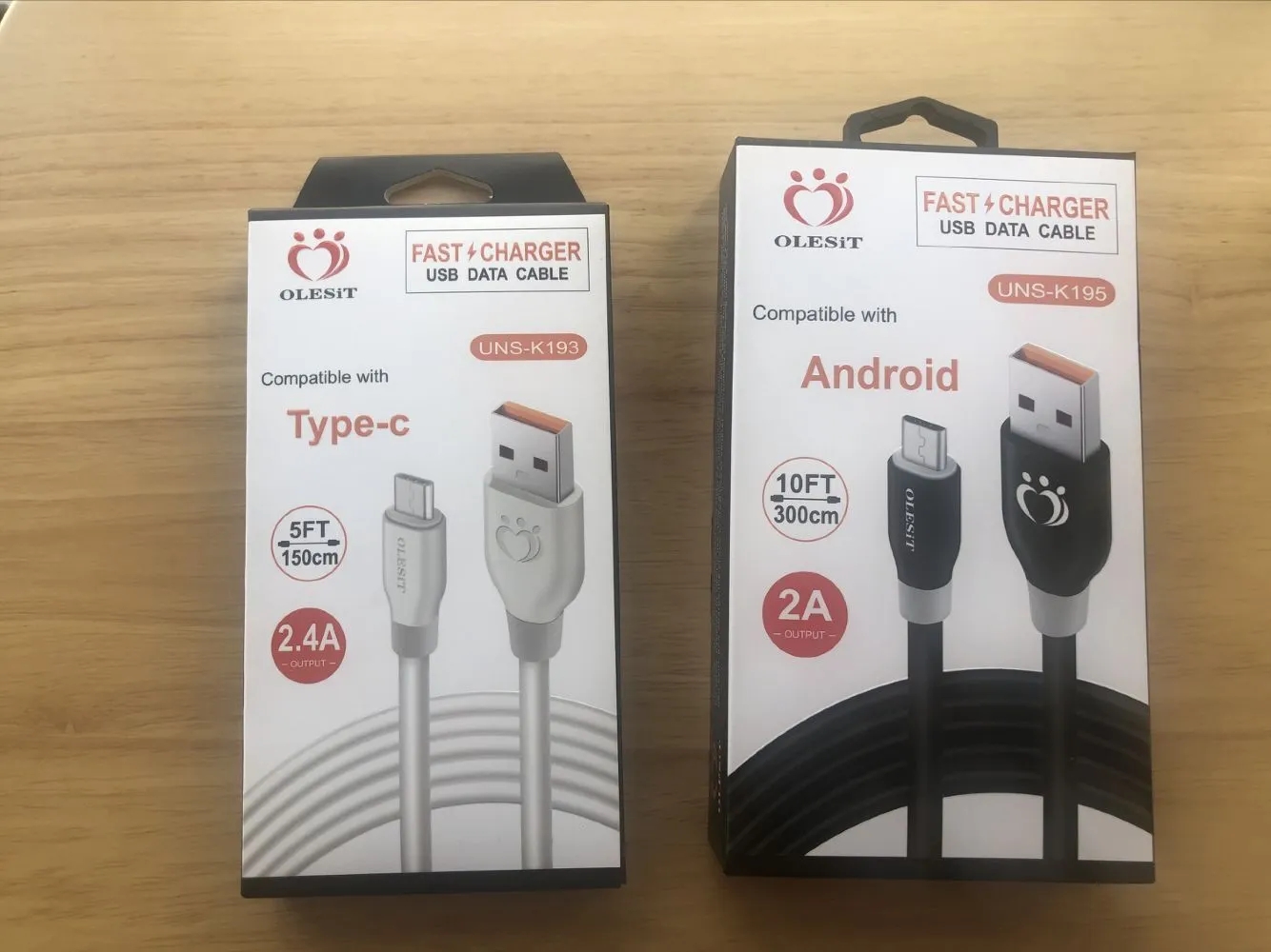 Olesit Charge Cables 1.5m 5ft 3m 10ft OD5.0 Bold Fast Charger Micro USB Data Type-C-kabel för Samsung Huawei med detaljhandelslådan