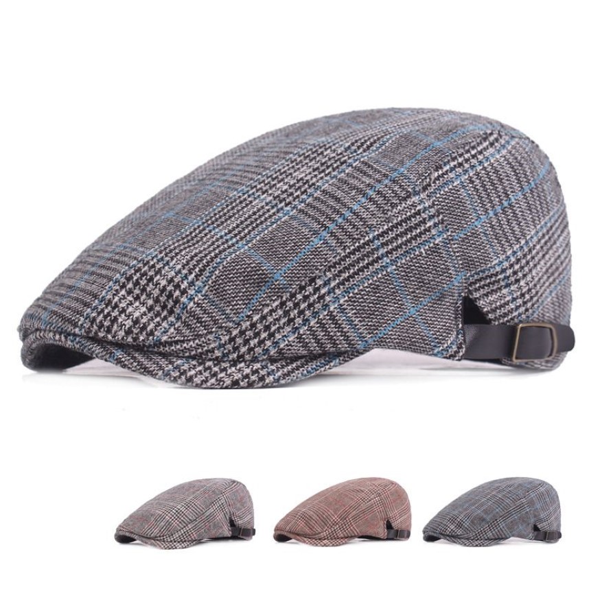 Alta qualità 100% cotone Newsboy Gatsby Cap Cabbie Driver Newsboy Ivy Cap Plaid Uomo Donna Giovane artistico Berets288U