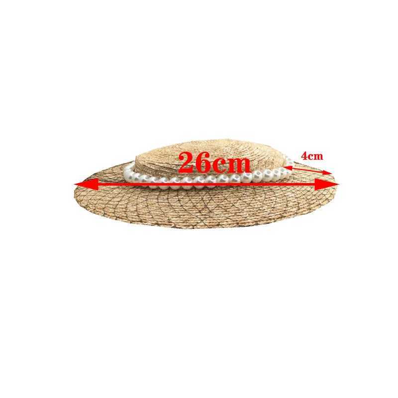 Szerokie brzegowe czapki wiadra czapki trawy damskie Pearl Mesh dekoracja prosta kapelusz retro modne plażowe słońce w kolorze damskim letni kapelusz elegancki szeroki brązowy kapelusz J240305