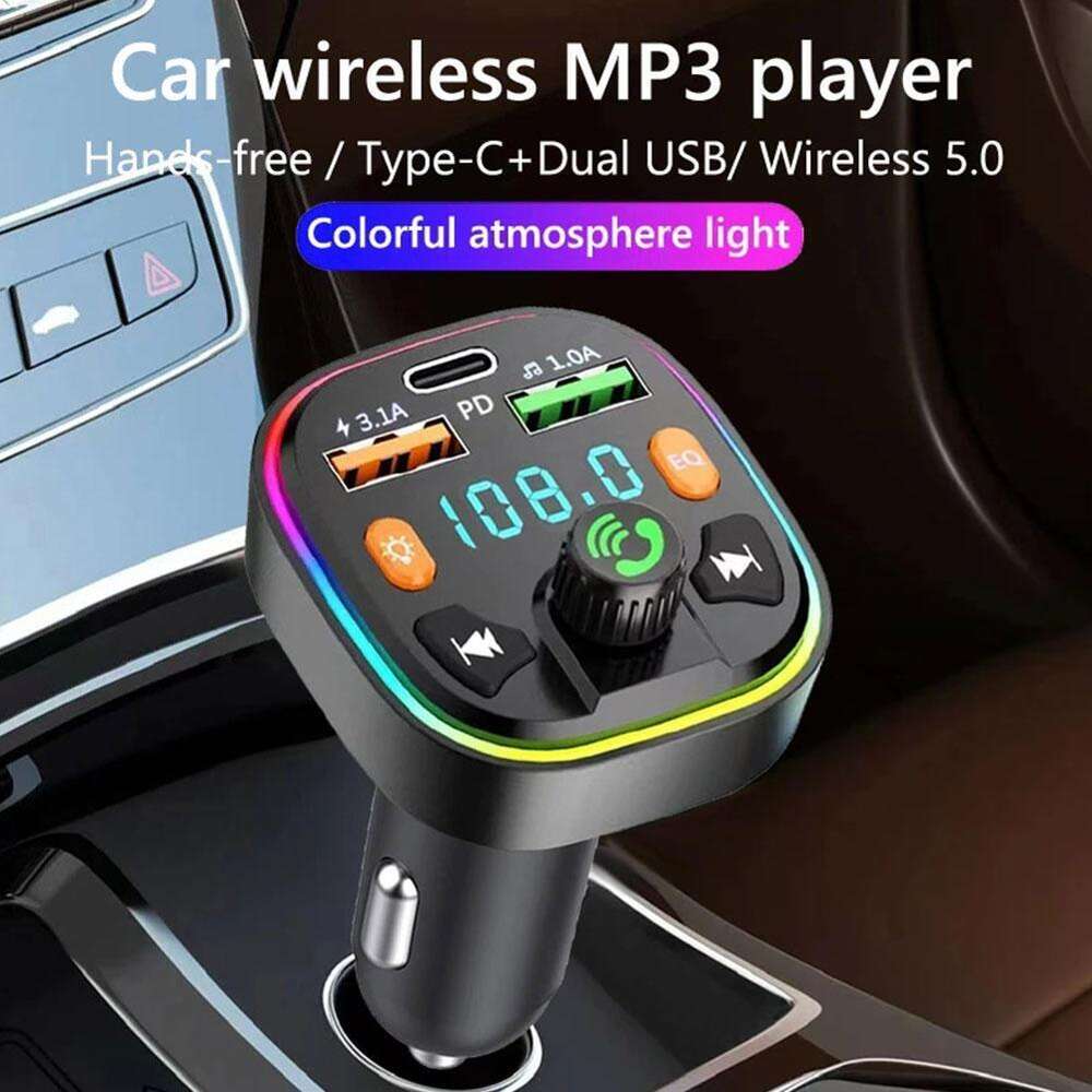 Nowy nadajnik typu -C FM z zestawem 3,1A USB Fast Charger 5.0, samochód mp3 Bluetooth ładowanie odtwarzacza HandsFree - i H4S7