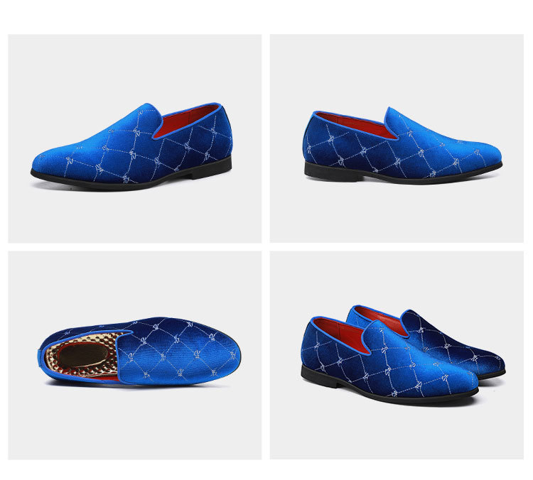 Herenkledingschoenen Veterschoenen Ronde neus Oxfords blauw rood zwart borduurwerk Zakelijke handgemaakte trouwschoenen Maat 38-46 Herenschoenen