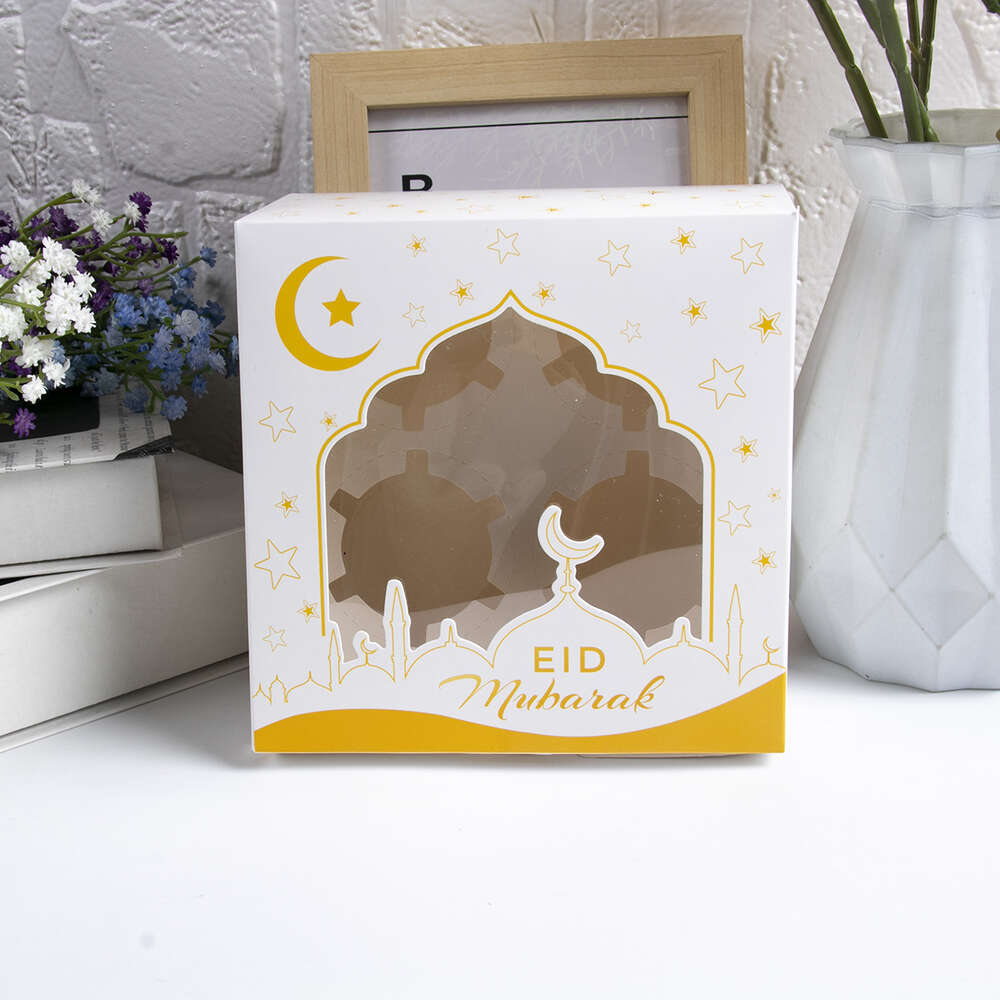 Nya 2/4st Ramadan Dekorationer Cupcake Bakery Muffin Pastry Breats Holder Boxes för Eid Mubarak Muslin Party Bakning Supplies