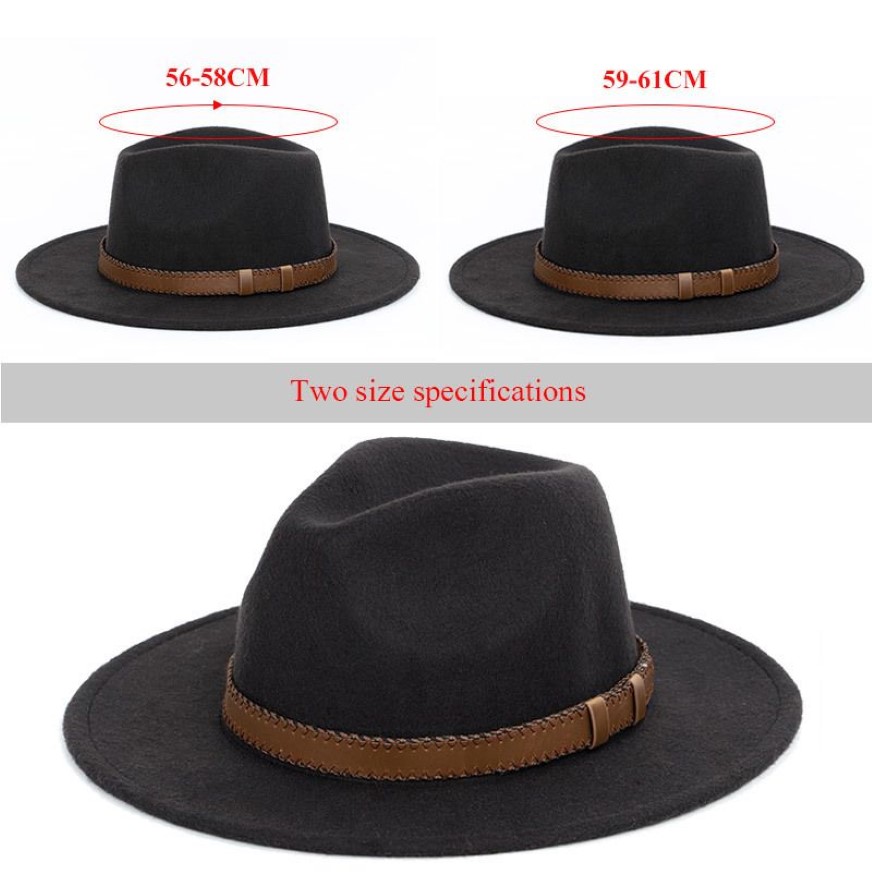 Fedora mit super breiter Krempe, Wolle, Pork Pie Boater, flacher Zylinderhut für Damen und Herren, Filzhut mit breiter Krempe, Vintage-Hut, Fedoras Gambler H206F